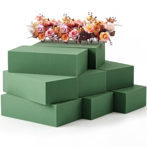 8 Pcs Green Reusable Floral Foam Blocks Water Weather Resistant Dry Floral Foam for Artificial Flower Arrangements Outdoor Hanging Florist Plant Bases for DIY Wedding