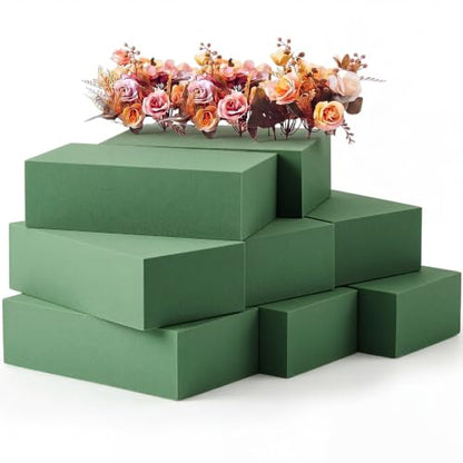 8 Pcs Green Reusable Floral Foam Blocks Water Weather Resistant Dry Floral Foam for Artificial Flower Arrangements Outdoor Hanging Florist Plant Bases for DIY Wedding