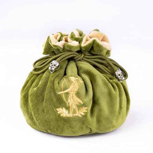 Large Dice Bag with Pockets Olive Green Storage Bag for DND RPG Game