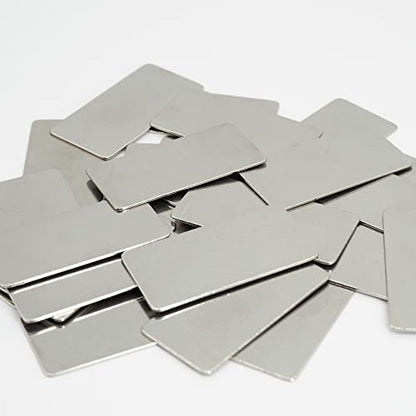 Stainless Steel Engraving Blank Tags Rectangle Stamping Blanks Blank Metal Plate 25 Pack 1x2Inch