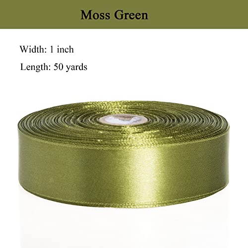 1 Inch Moss Green Solid Satin Ribbon for Gift Wrapping