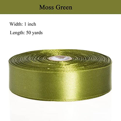 1 Inch Moss Green Solid Satin Ribbon for Gift Wrapping