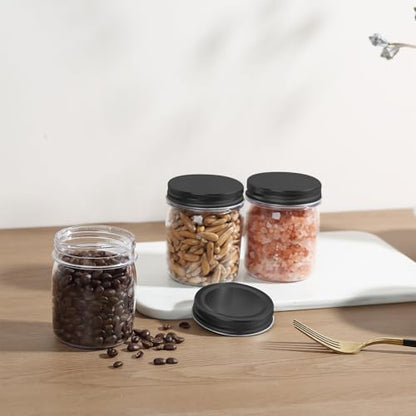 8 oz Plastic Mason Jars and Clear Plastic Jars with Lids 8 oz (16 Count)