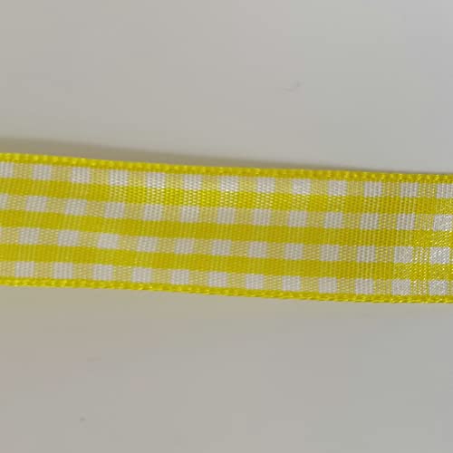 Yellow Gingham Plaid Checked Ribbon 25 Yards Each Roll 100% Polyester (75 Foot)