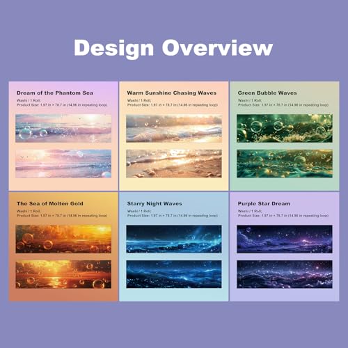 Ocean Fantasy Washi Tape Set (6 Count)
