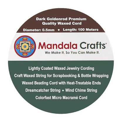 0.5mm Dark Goldenrod Waxed Cord (327 Foot)