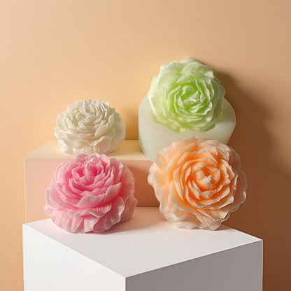 2 Pcs Peony Rose Flower Candle Silicone Molds for Candle Making
