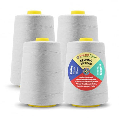 40S 2 Silver Gray Polyester 4 Pack of Serger Threads Cones