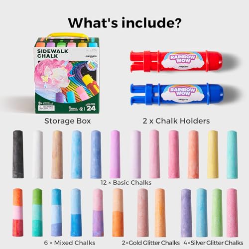 Washable Sidewalk Chalk for Kids (26 Count)