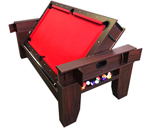 7ft Pool Table Air Hockey 2 in 1 Pool Table Red Felt