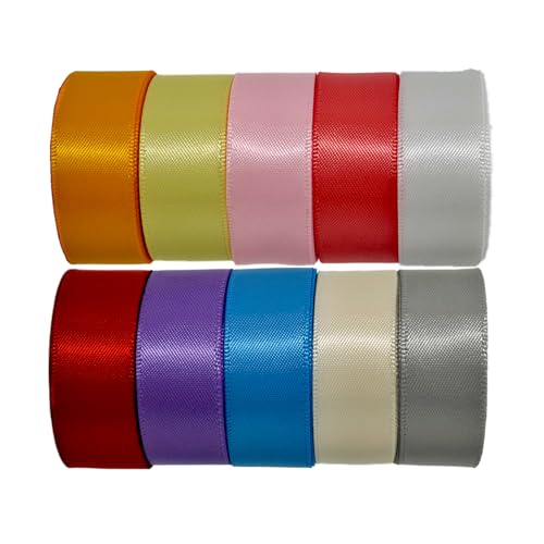 1-1/2 Inch Double-Faced Satin Ribbon 50 Yards Set,“Morning Meadow”–10 Nature Colored Ribbon Bulk for Gift Wrapping, Crafts, Flower Bouquet, Christmas Easter Wedding Party Decor, Hair & Bows (150 Foot)