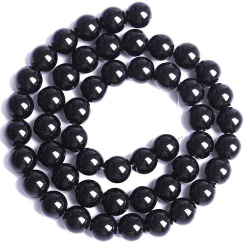 10MM Natural Black Agate Gemstone Beads Round Loose Stone Beads for Jewelry and Bracelets Making 72pcs 2 Strands 32