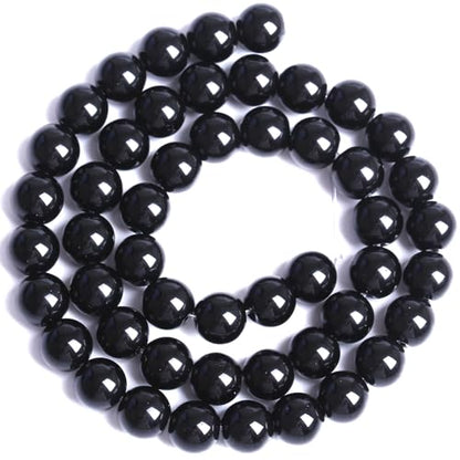 10MM Natural Black Agate Gemstone Beads Round Loose Stone Beads for Jewelry and Bracelets Making 72pcs 2 Strands 32