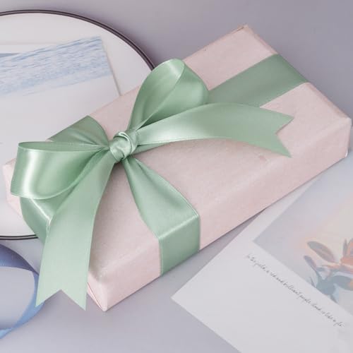 1 Inch Sage Green Solid Satin Ribbon for Gift Wrapping