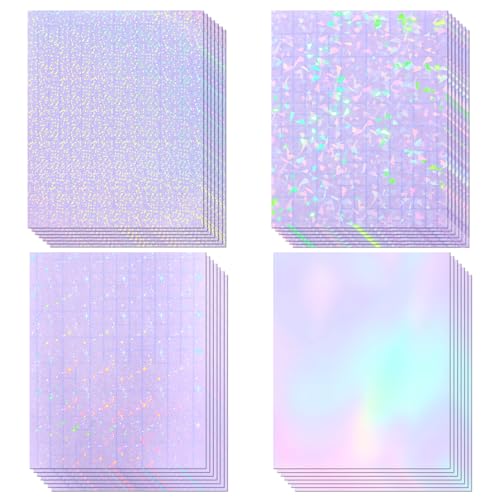 36 Sheets Holographic Laminate Sheets Clear Self Adhesive Sticker Paper (36 Count)
