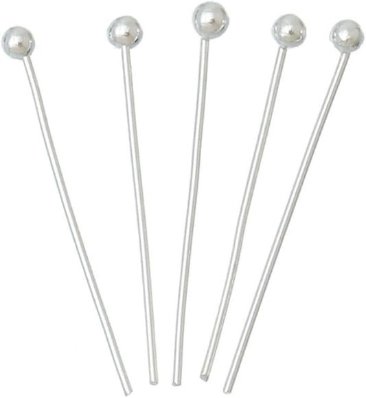 50pcs Adabele Authentic Sterling Silver Round Ball Headpin Head Pins 38mm (1.5 inch) for Jewelry Beading Threading Making (Wire 0.4mm/26 Gauge) SS5-38