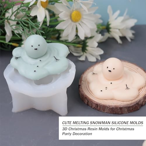 Silicone Molds Candle Cute Melting Snowman Resin Candle Molds for Christmas Party Decoration Candle Form Epoxy Plaster Mould