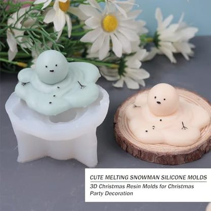 Silicone Molds Candle Cute Melting Snowman Resin Candle Molds for Christmas Party Decoration Candle Form Epoxy Plaster Mould