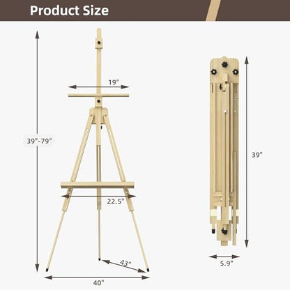 Tripod Portable Standing Wooden Easel for Painting