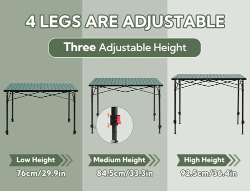 Portable Outdoor Adjustable Height Camping Table