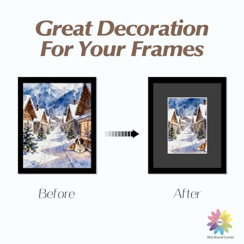 Mat Board Center 25 Pack 8x10 Picture Mat for 5x7 Photo Black