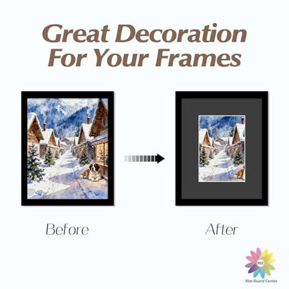 Mat Board Center 25 Pack 8x10 Picture Mat for 5x7 Photo Black