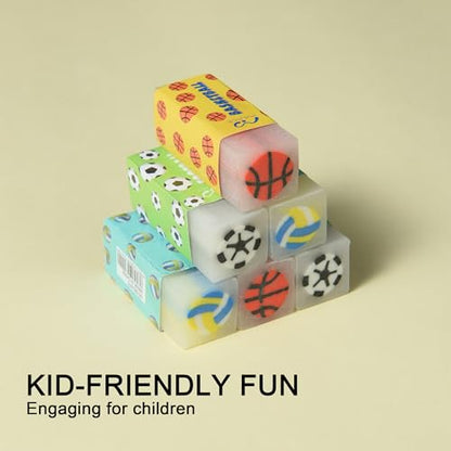 18Pcs Cute Sports Ball Erasers for Kids Bulk (18 Count)