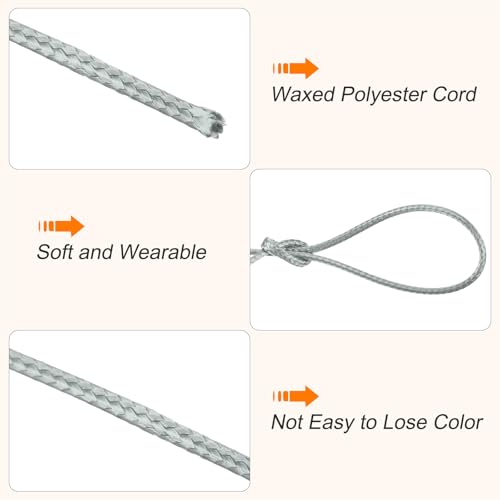 Waxed Cord 1mm Waxed Polyester Cord 175 Yard Wax String for Bracelet Making
