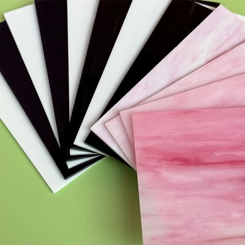 12 Sheets Black + White +Pink Stained Glass Sheets (12 Count)