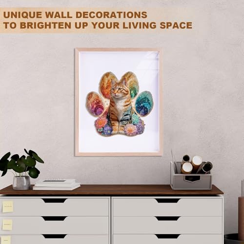 Colorful Flower Paws Cat Puzzles Adults Gifts for Women Men Wooden 170 Pieces 11.4x11.0in