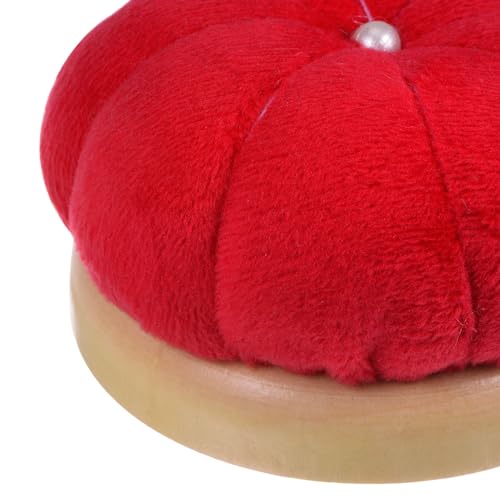 Wooden Base Needle Pincushions Pin Cushions Red