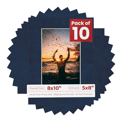 Pack of Ten Acid Free 8x10 Mats Bevel Cut for 5x8 Photos (10 Count)