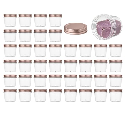 4 oz Plastic Small Mason Jars and Small Plastic Jars with Lids (40 Count)