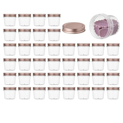 4 oz Plastic Small Mason Jars and Small Plastic Jars with Lids (40 Count)