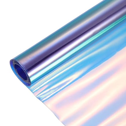 Holographic Clear PVC Vinyl Film Holographic PVC Fabric Waterproof Dichroic Film 12 x 48 Inch for Handbags Bows Earrings DIY Craft