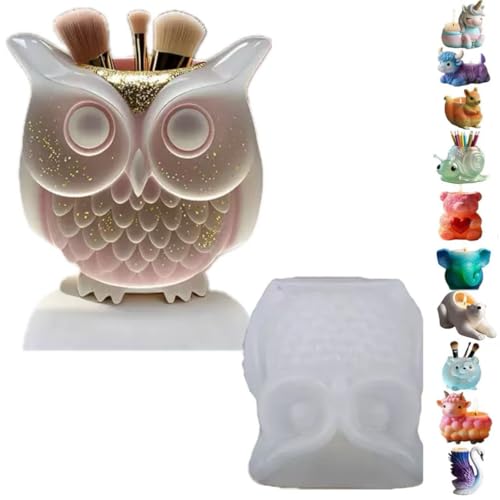 Animal Resin Molds Silicone 3D Cute Owl Epoxy Resin Plaster Candle Holder Wax Molds for Candle Making