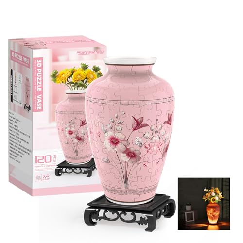 3D Puzzle Vase for Adults with 120 Plastic Pieces (120 Count)