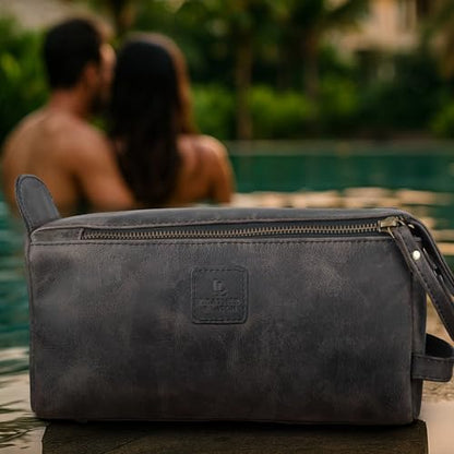 Full Grain Leather Toiletry Bag for Men & Women