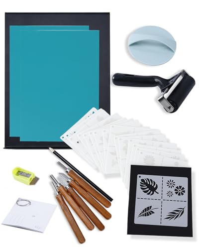 38Pcs Linocut Kit with 12 Carving Tools