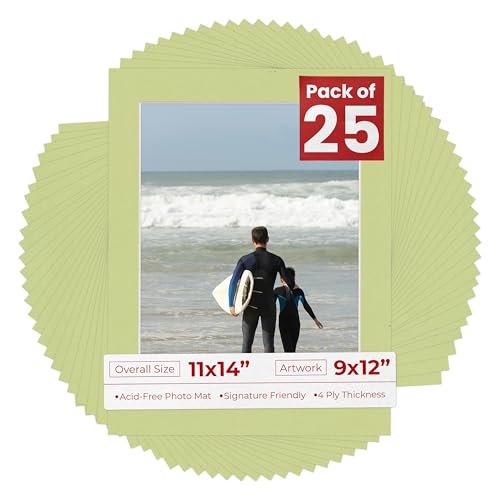 Pack of 25 Acid Free 11x14 Mats Bevel Cut for 9x12 Photos (25 Count)