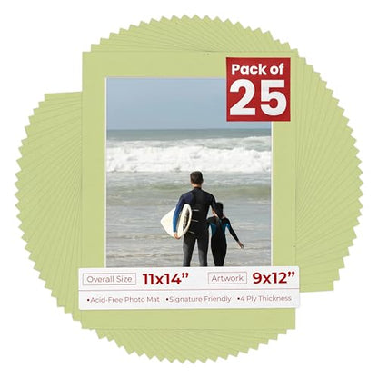 Pack of 25 Acid Free 11x14 Mats Bevel Cut for 9x12 Photos (25 Count)
