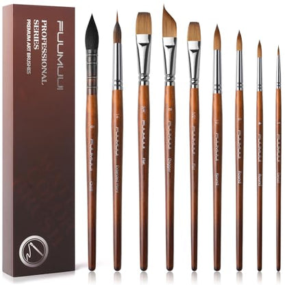 Watercolor Brushes Professional (9 Count)