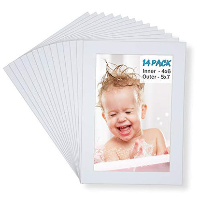 5x7 White Picture Mats Pack of 14 (14 Count)