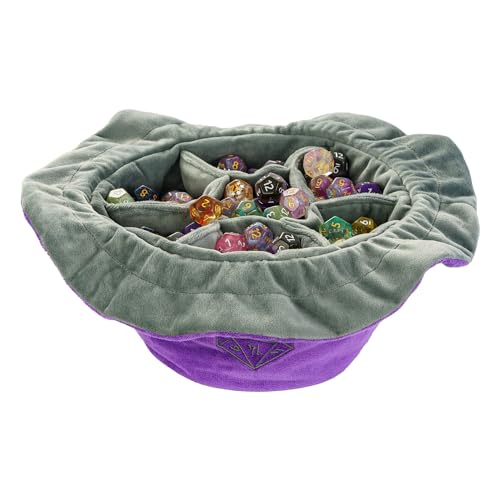 DND Dice Bags Large with Pockets Purple Storage Bag for D&D RPG Game (5.2 Ounce)