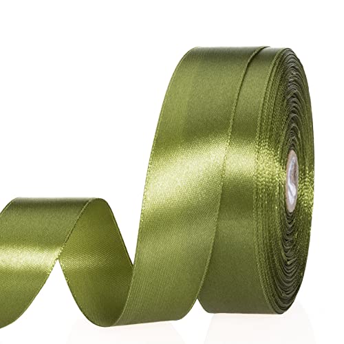 1 Inch Moss Green Solid Satin Ribbon for Gift Wrapping