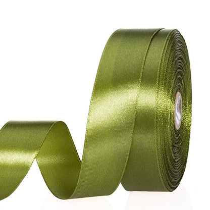 1 Inch Moss Green Solid Satin Ribbon for Gift Wrapping