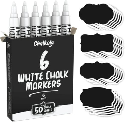 6 White Chalk Markers for Blackboard (6 Count )
