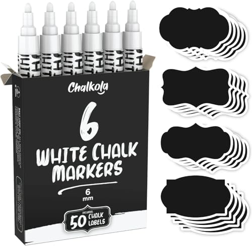 6 White Chalk Markers for Blackboard (6 Count )