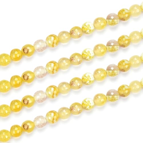 90pcs Adabele Natural Faceted Yellow Fire Agate Gemstone 4mm