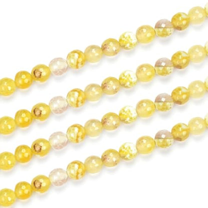 90pcs Adabele Natural Faceted Yellow Fire Agate Gemstone 4mm